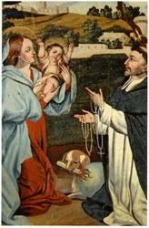 Die Jungfrau Maria präsentiert Jesus dem Heiligen Dominikus